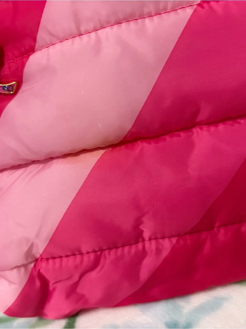 Pink Quilted Stripe Cosmetic Pouch - Unbranded